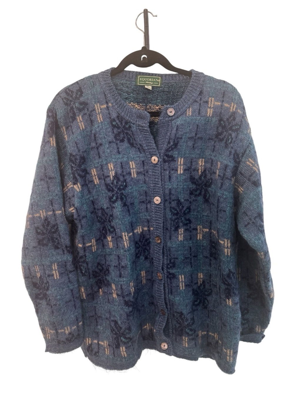 vintage Equorian Heritage mohair-blend cardigan sweater women’s size L